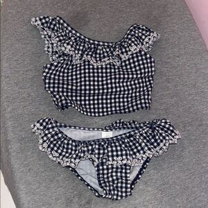 Blue gingham baby girl summer bikini bathing suit